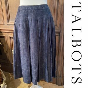 Talbots Pleated Linen Skirt, Heathered Blue - size 4 🎉 HP 🎉